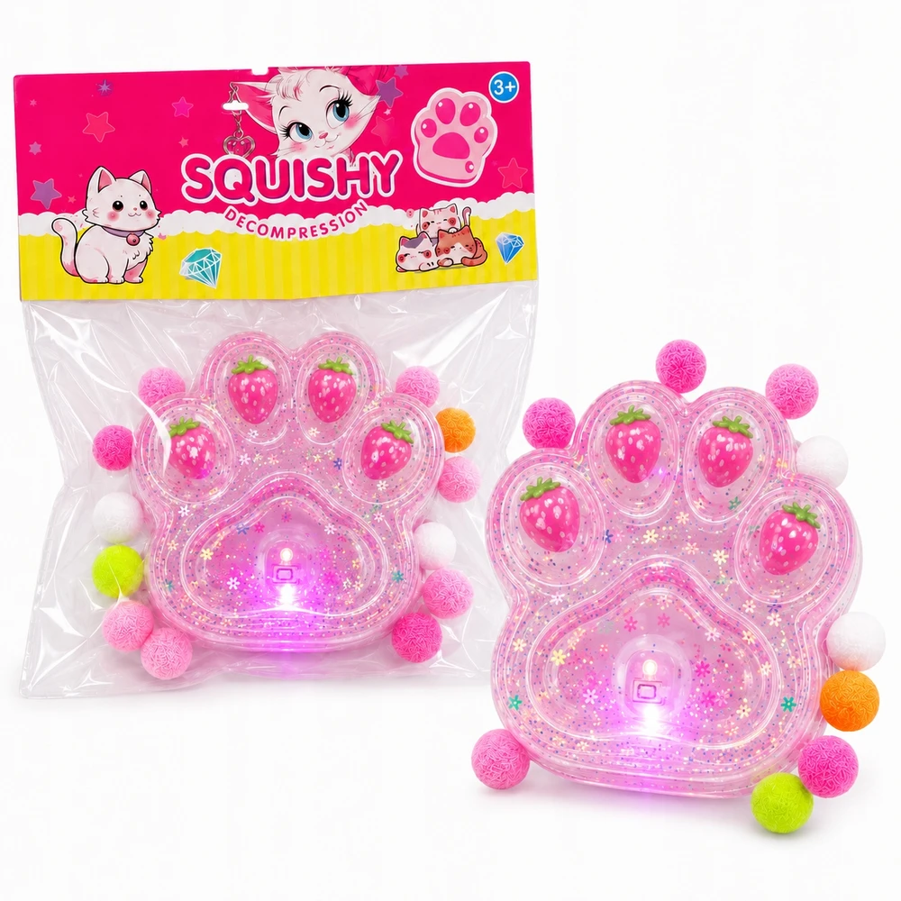 Mas Tex Mochi squishy lipnios squish DOG CAT PAW gyvūnų letenos su LED lemputėmis