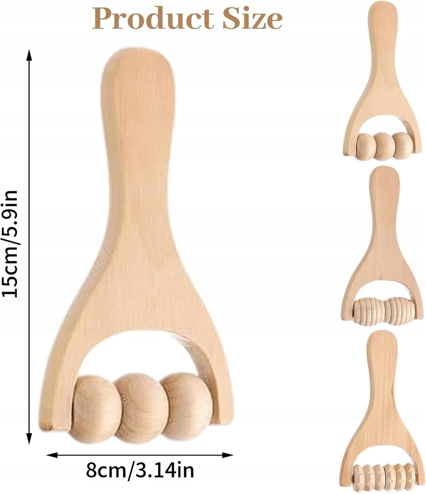 MASAŽINIS VOLINIS 3 Vnt. MEDINIS RINKINYS ERGONOMINIS VOLINIS DAUGIFUNKCINIS