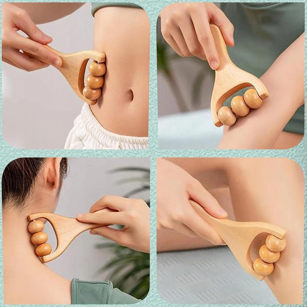 MASAŽINIS VOLINIS 3 Vnt. MEDINIS RINKINYS ERGONOMINIS VOLINIS DAUGIFUNKCINIS