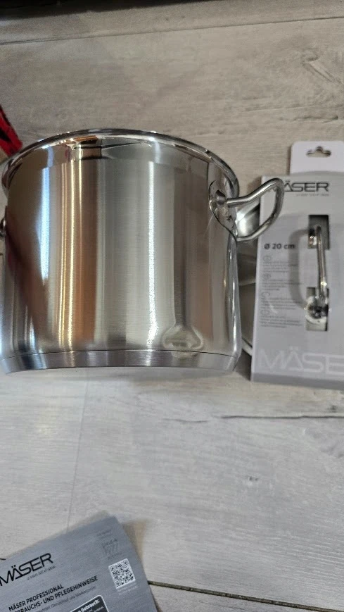 Mäser Professional puodas 5L 20cm dangtelis puodas iš nerūdijančio plieno indukcinis