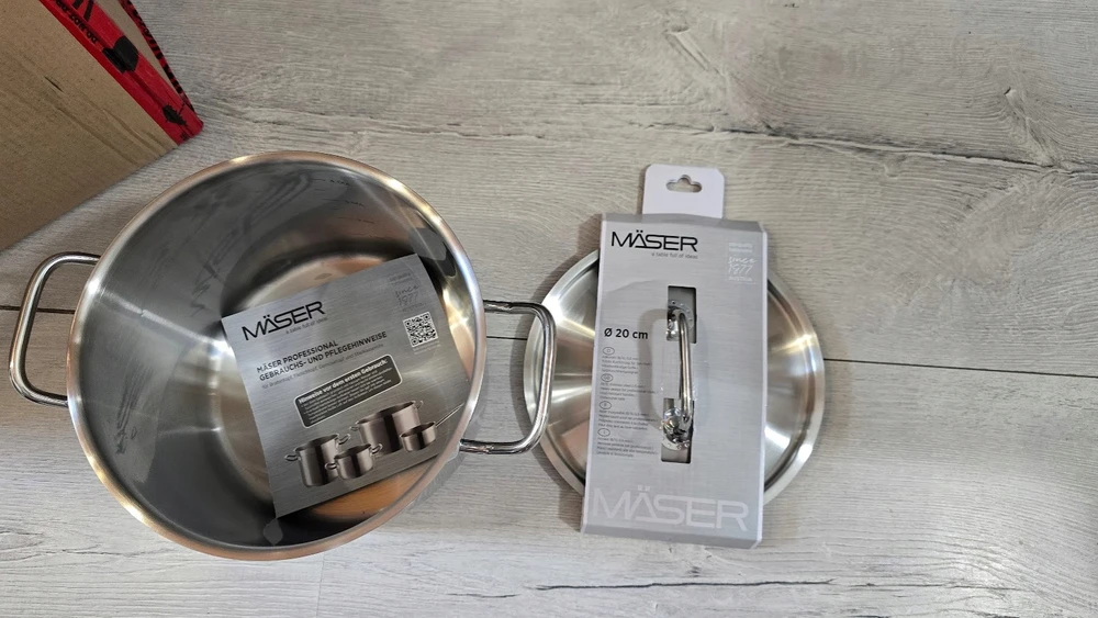 Mäser Professional puodas 5L 20cm dangtelis puodas iš nerūdijančio plieno indukcinis