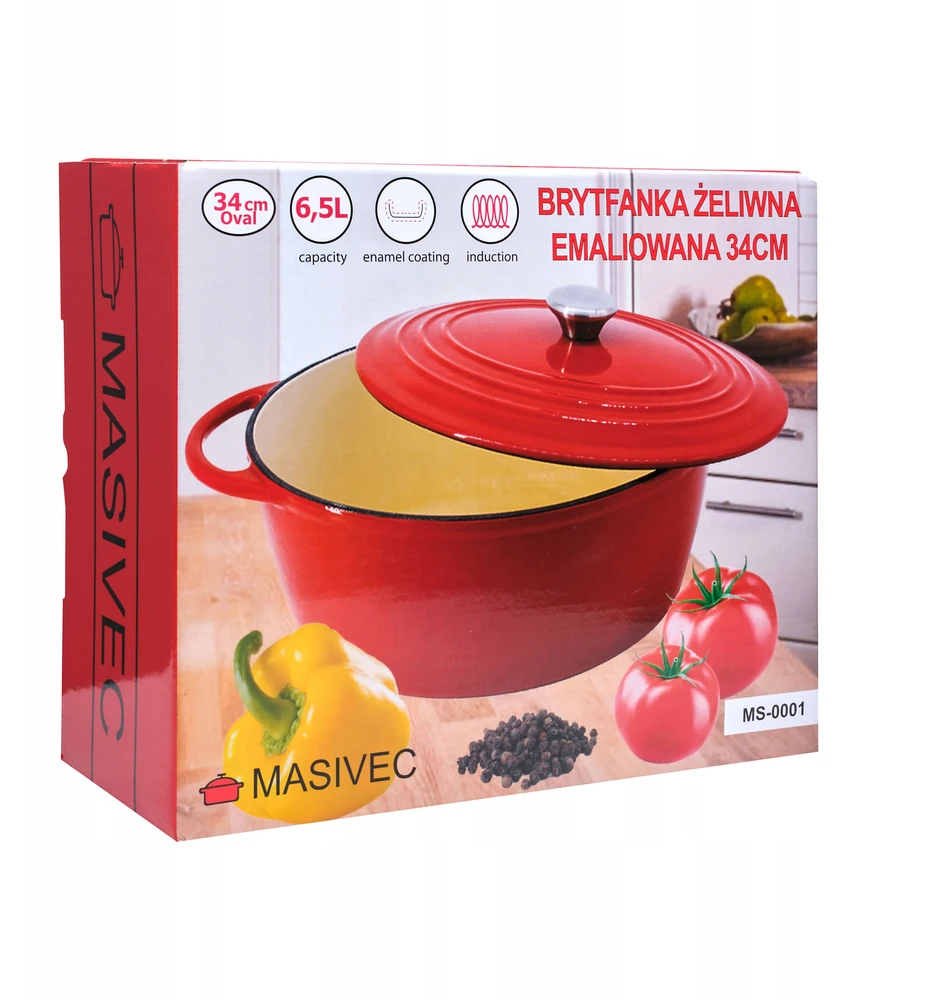 Masivec Ketaus emalio keptuvė 34CM 6,5L MS-001