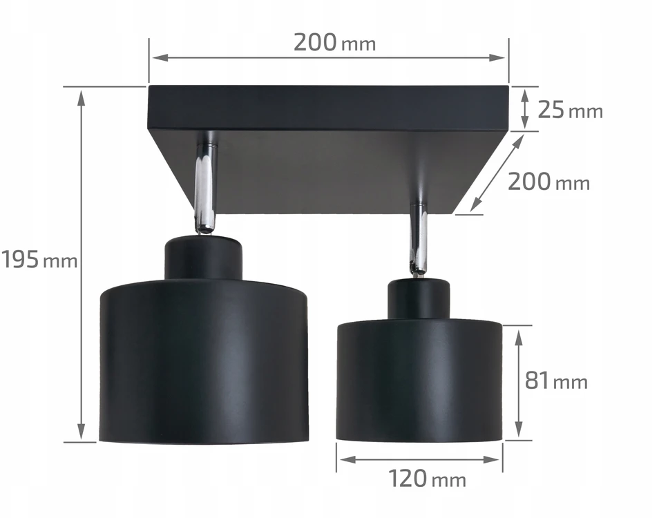 Lubinis šviestuvas Masterled Lampa sufitowa ścienna LED Elza x2 juoda regulowana reflektor 2xE27 loft