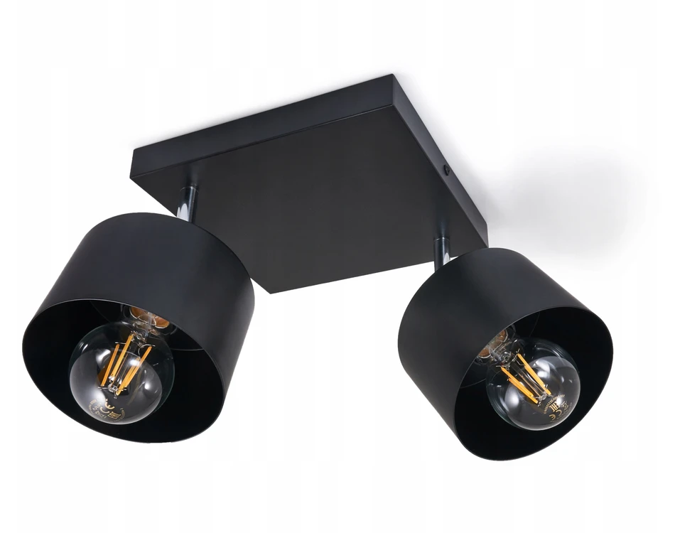 Lubinis šviestuvas Masterled Lampa sufitowa ścienna LED Elza x2 juoda regulowana reflektor 2xE27 loft