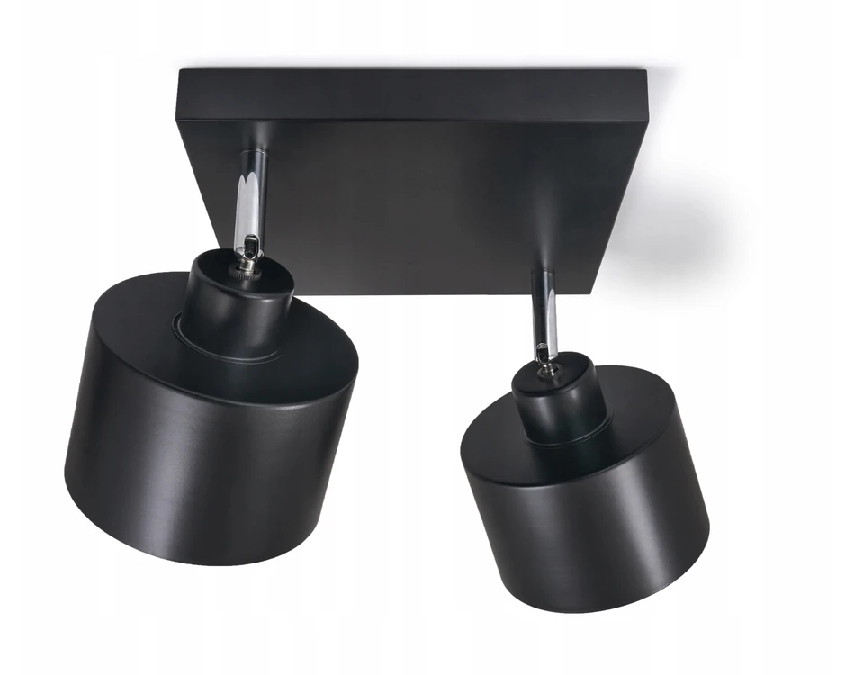 Lubinis šviestuvas Masterled Lampa sufitowa ścienna LED Elza x2 juoda regulowana reflektor 2xE27 loft