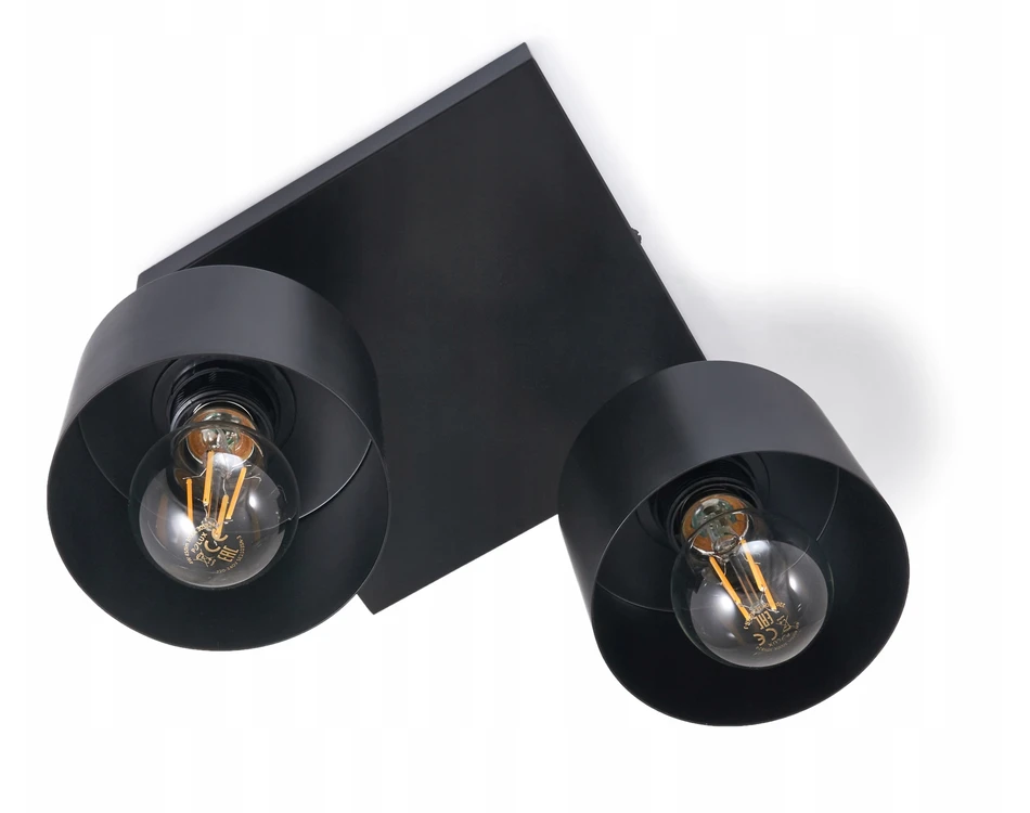 Lubinis šviestuvas Masterled Lampa sufitowa ścienna LED Elza x2 juoda regulowana reflektor 2xE27 loft