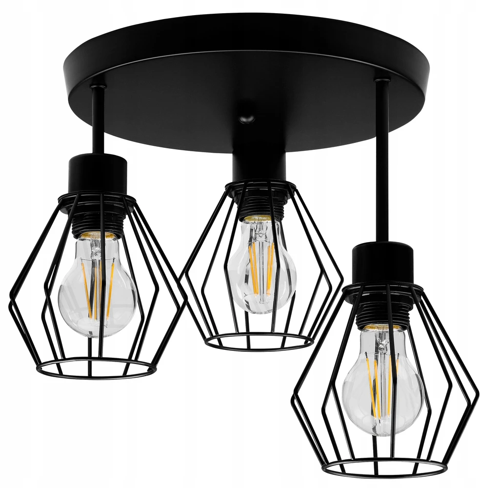 Pakabinamas šviestuvas Masterled Lampa sufitowa wisząca kinkiet żyrandol 3x E27 oprawa LOFT juoda