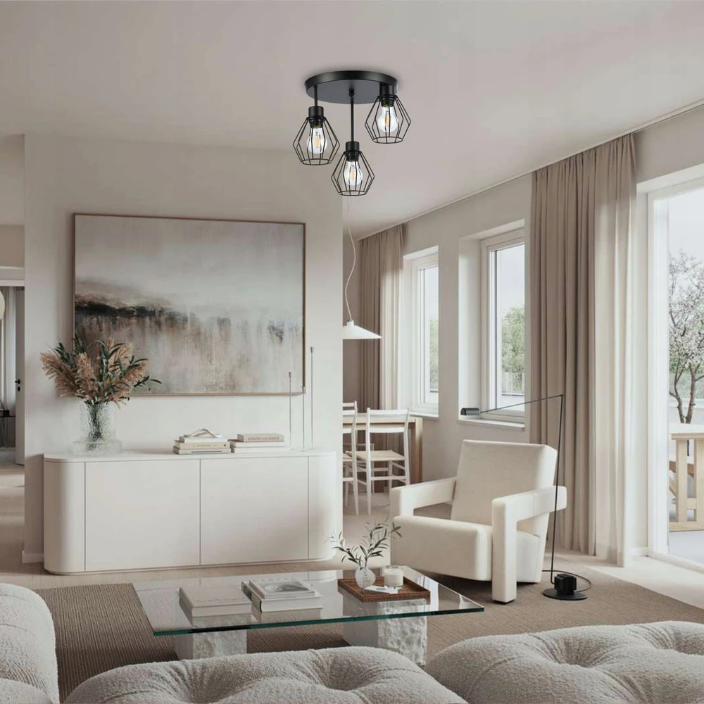 Pakabinamas šviestuvas Masterled Lampa sufitowa wisząca kinkiet żyrandol 3x E27 oprawa LOFT juoda