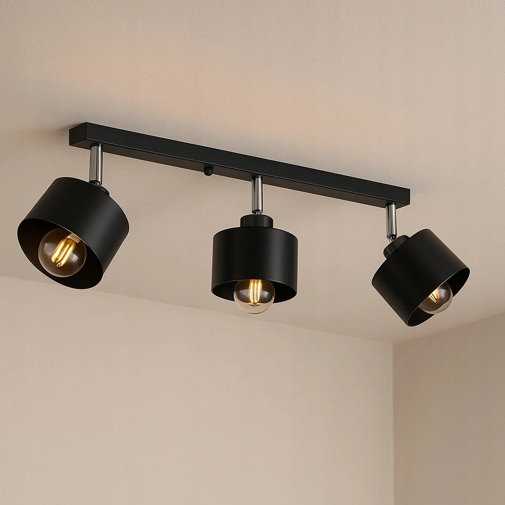 Pakabinamas šviestuvas Masterled Lampa sufitowa wiszaca kinkiet sufitowy żyrandol 3x E27 oprawa loft juoda