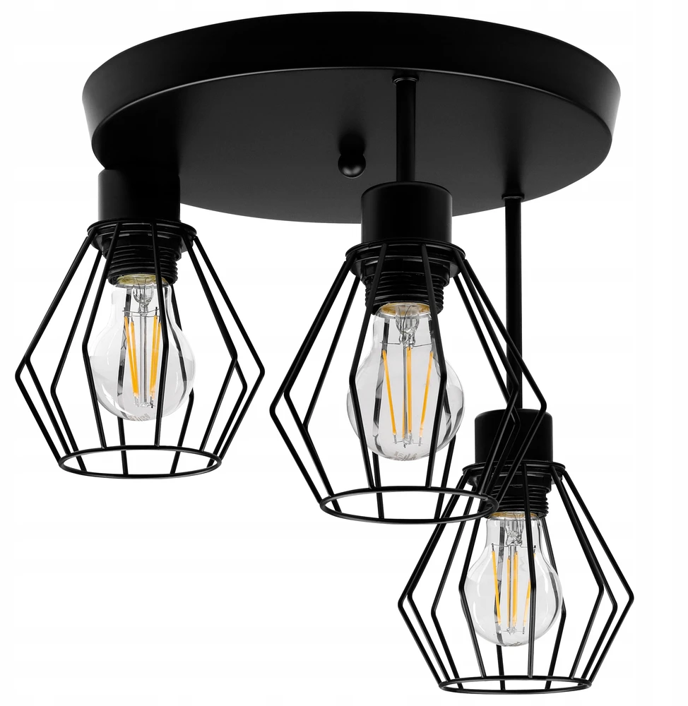 Pakabinamas šviestuvas Masterled Lampa sufitowa wisząca kinkiet żyrandol 3x E27 oprawa LOFT juoda