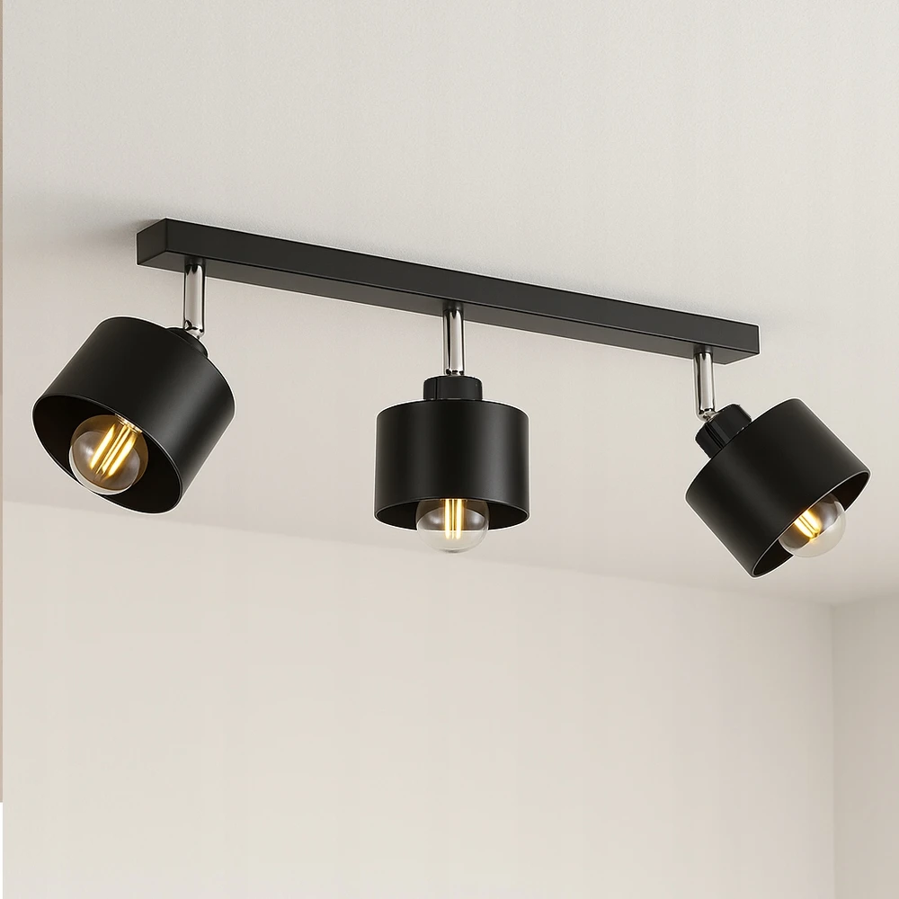 Pakabinamas šviestuvas Masterled Lampa sufitowa wiszaca kinkiet sufitowy żyrandol 3x E27 oprawa loft juoda