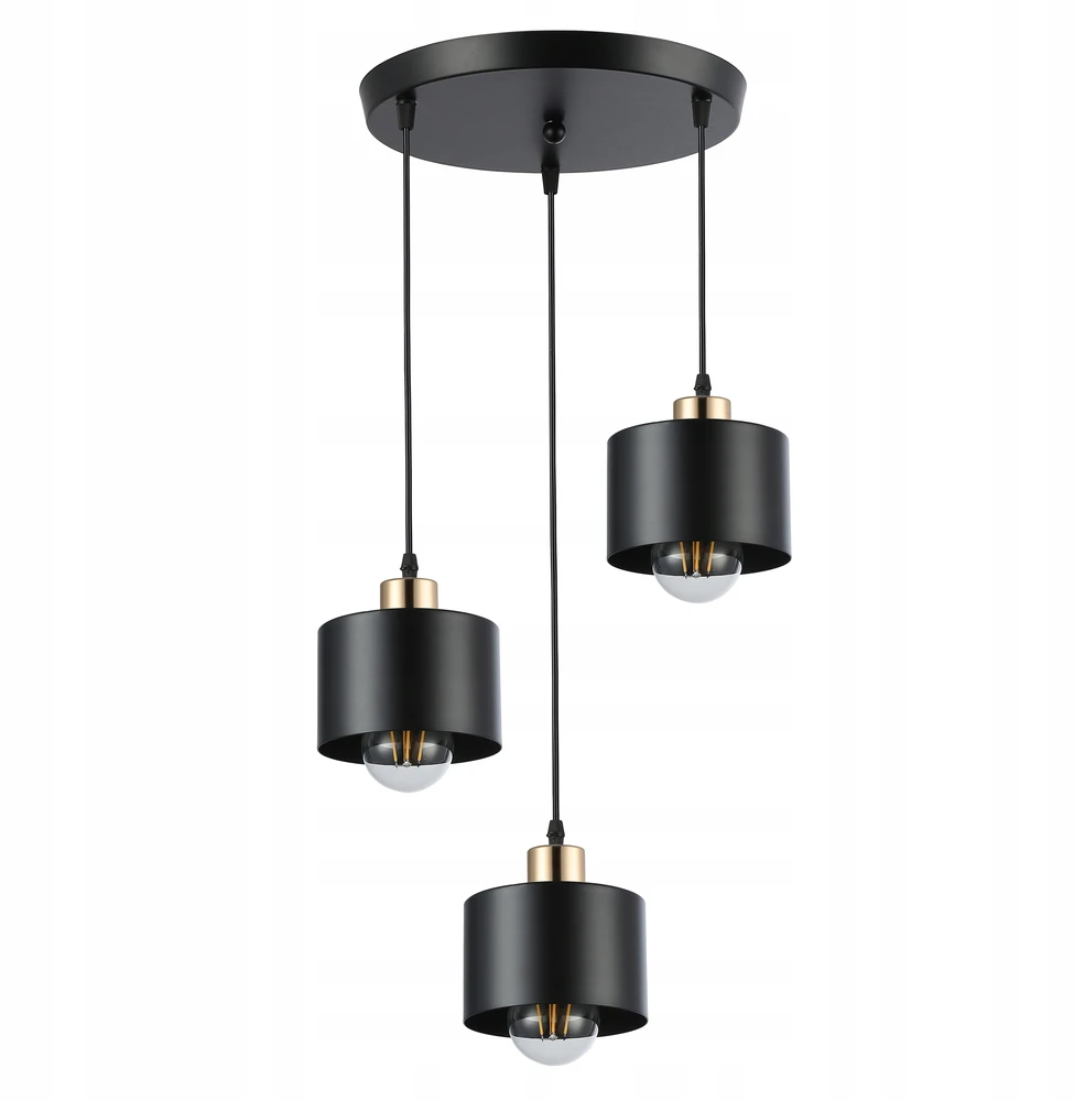 Masterled Lampa wisząca długa juoda klasyczna okrągła metalowe klosze nad stół 3xE27