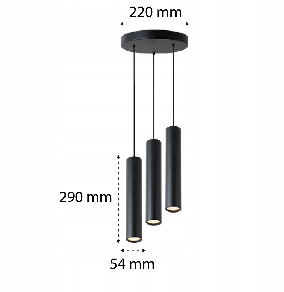 Pakabinamas šviestuvas Masterled Lampa Wisząca Sufitowa Żyrandol LED 1m 3x GU10 LOFT NOWOCZESNA TUBA okrągła