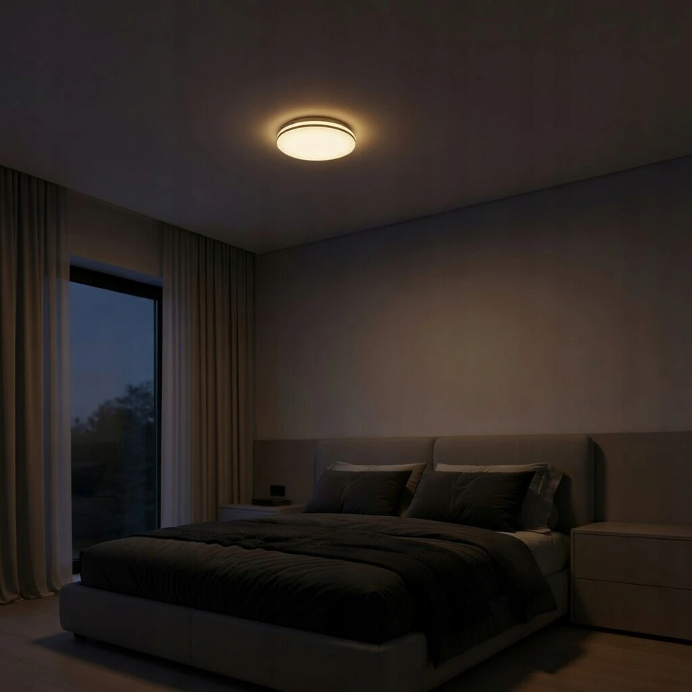 Masterled Plafon LED Panel Sufitowy Natynkowy Lampa 18W Nie Mruga Okrągła Balta
