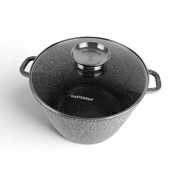 Masterpan Didelis GRANITINIS puodas 7L su dangteliu ir aromatinių rankenėlių sistema 24cm PILKA