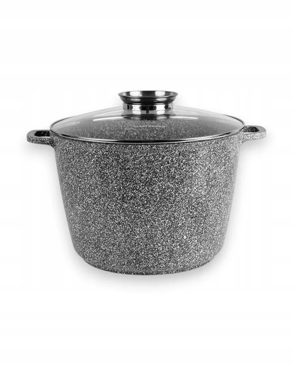 Masterpan Didelis GRANITINIS puodas 7L su dangteliu ir aromatinių rankenėlių sistema 24cm PILKA