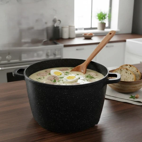 Masterpan Didelis marmurinis puodas 14L su dangteliu ir aromato rankenėlių sistema 32cm