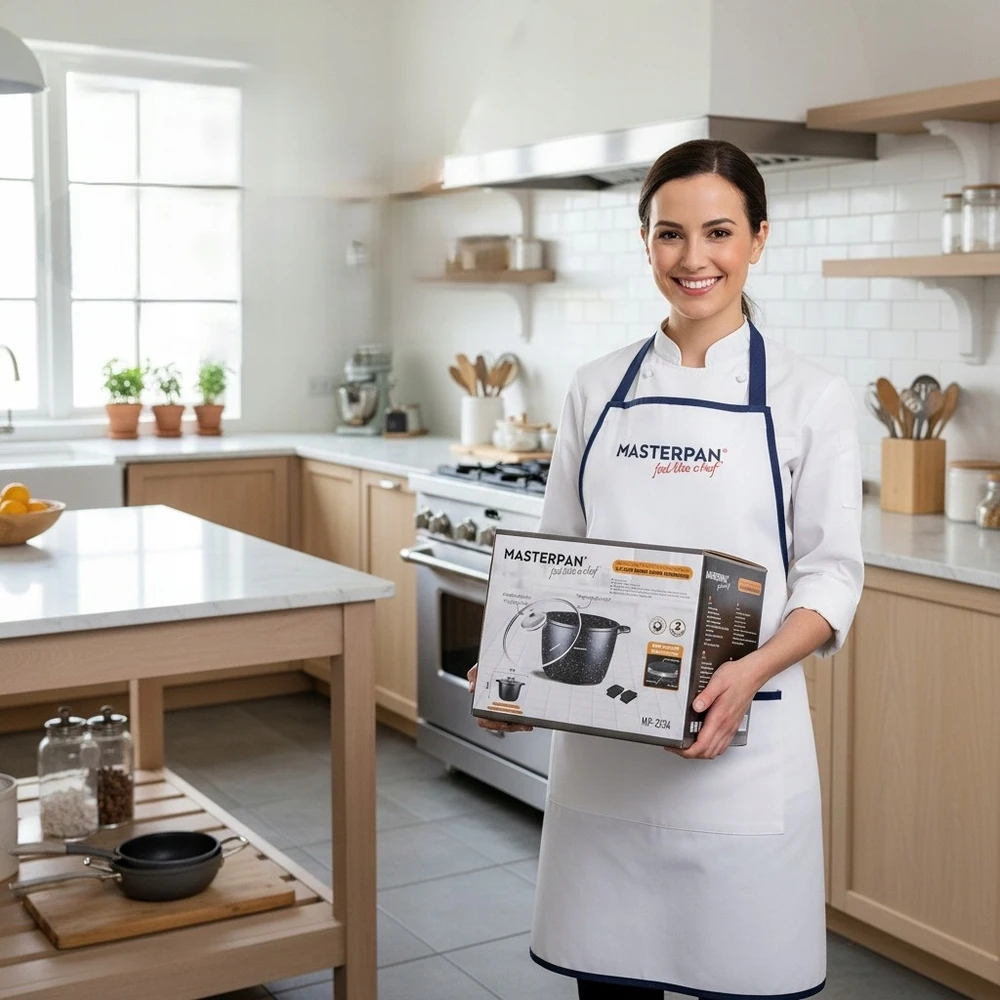 Masterpan Didelis marmurinis puodas 4L su dangteliu ir aromatinių rankenėlių sistema 20cm