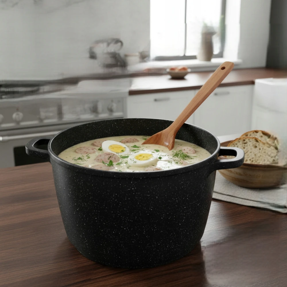 Masterpan Didelis marmurinis puodas 7L su dangteliu ir aromatinių rankenėlių sistema 24cm