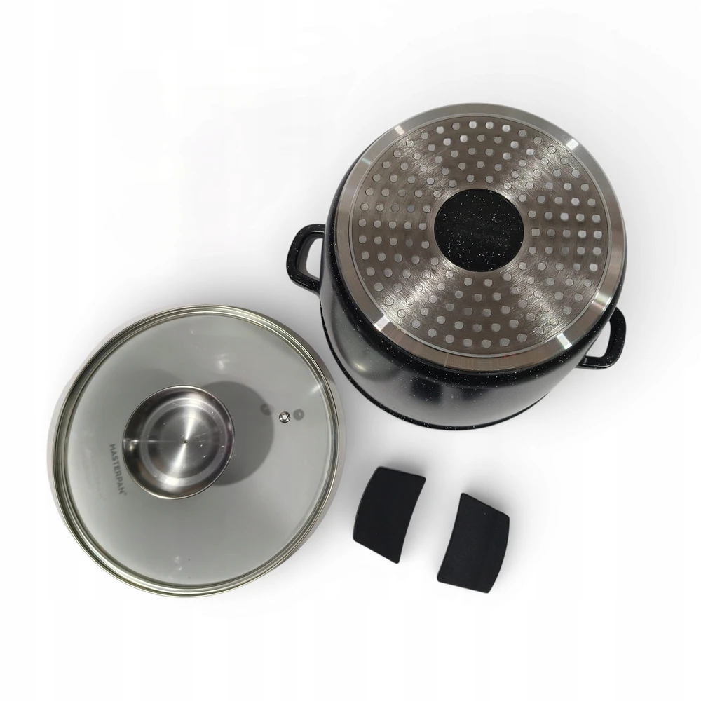 Masterpan Didelis marmurinis puodas 7L su dangteliu ir aromatinių rankenėlių sistema 24cm