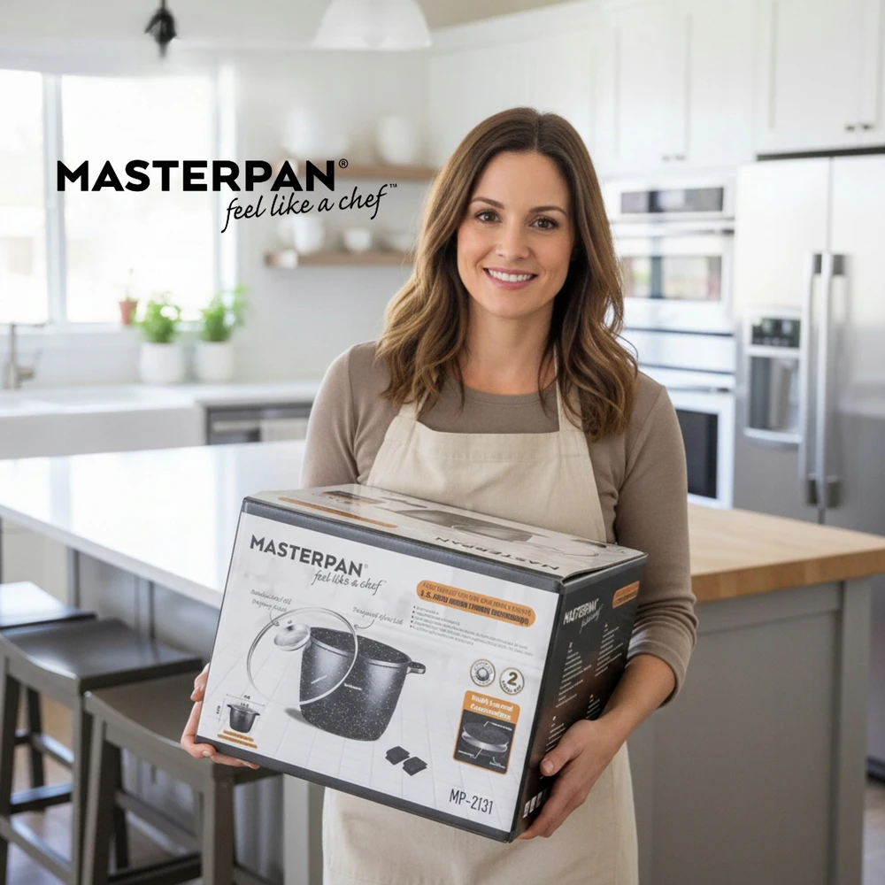 Masterpan Didelis marmurinis puodas 7L su dangteliu ir aromatinių rankenėlių sistema 24cm