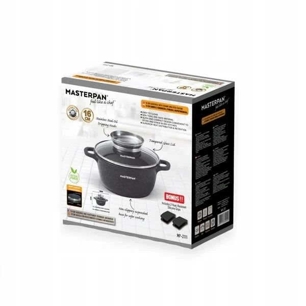 Masterpan Marmurinis puodas 16 cm, 1,5 L su dangteliu ir Aroma Knob sistema