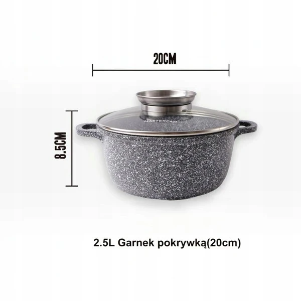 Masterpan Marmurinis puodas 20 cm, 2,5L su dangteliu ir Aroma Knob sistema