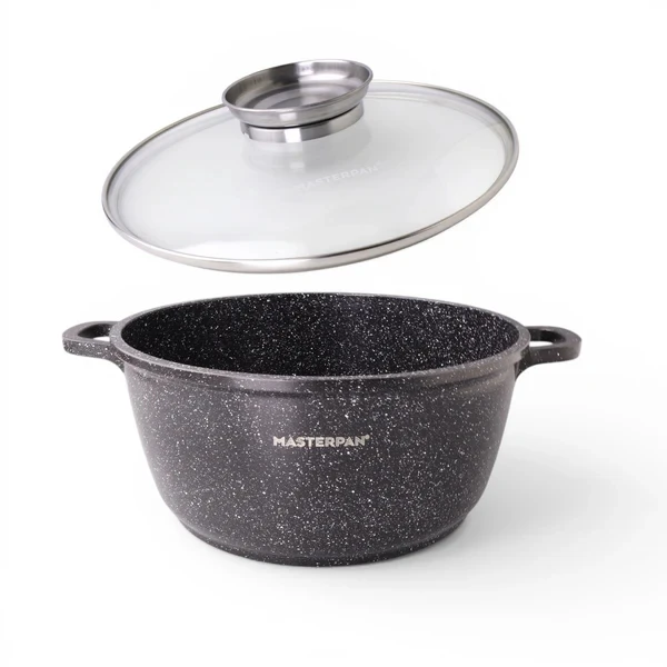 Masterpan Marmurinis puodas 24 cm su dangteliu ir aromatinių rankenėlių sistema 4,5 l