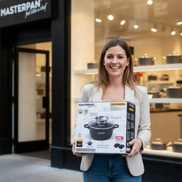 Masterpan Marmurinis puodas 24 cm su dangteliu ir aromatinių rankenėlių sistema 4,5 l