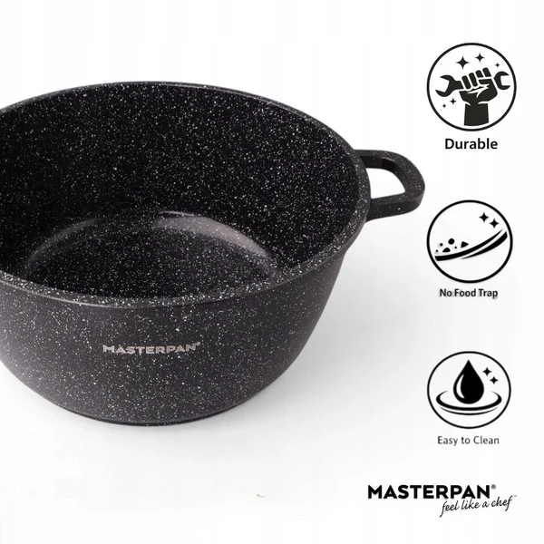 Masterpan Marmurinis puodas 24 cm su dangteliu ir aromatinių rankenėlių sistema 4,5 l