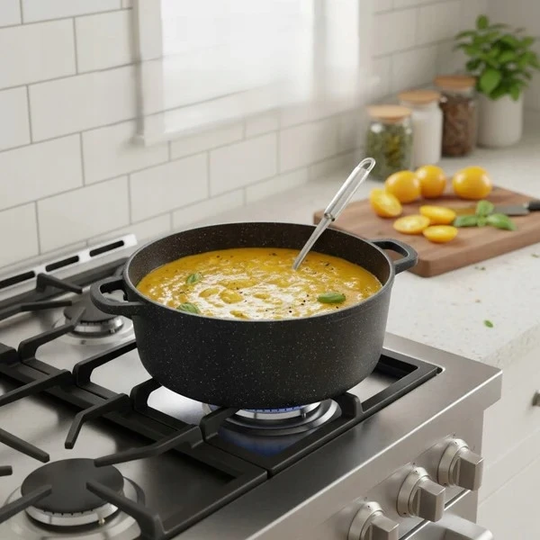 Masterpan Marmurinis puodas 24 cm su dangteliu ir aromatinių rankenėlių sistema 4,5 l