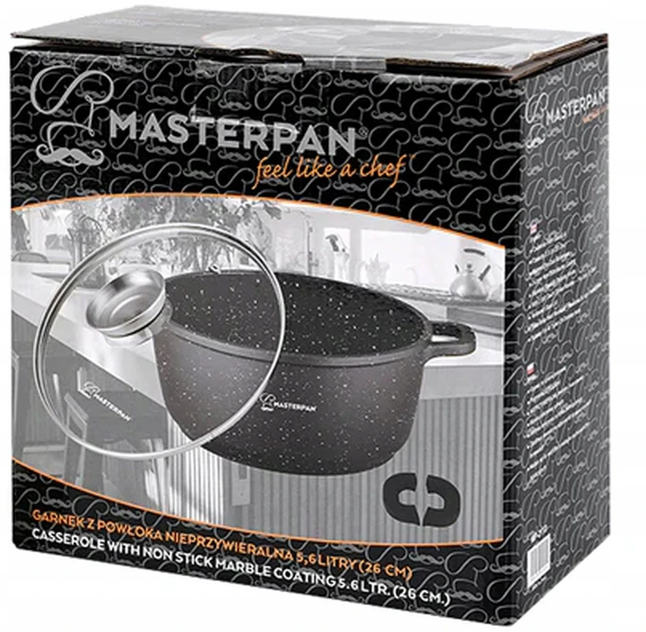 Masterpan Marmurinis puodas 26 cm, 5,5L su dangteliu ir Aroma Knob sistema