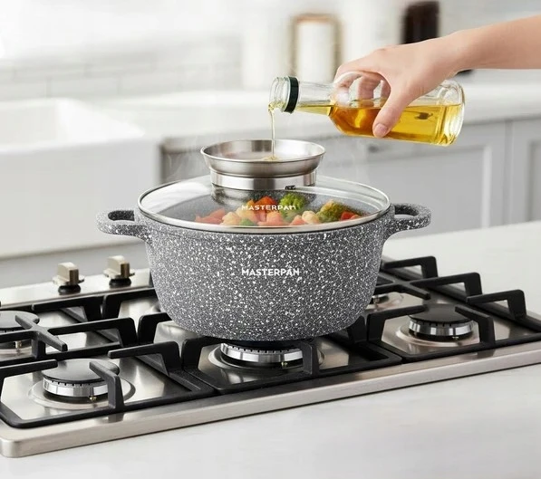 Masterpan Marmurinis puodas 28 cm, 6,5 L su dangteliu ir Aroma Knob sistema
