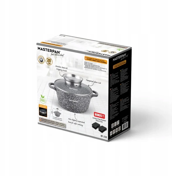 Masterpan Marmurinis puodas 28 cm, 6,5 L su dangteliu ir Aroma Knob sistema