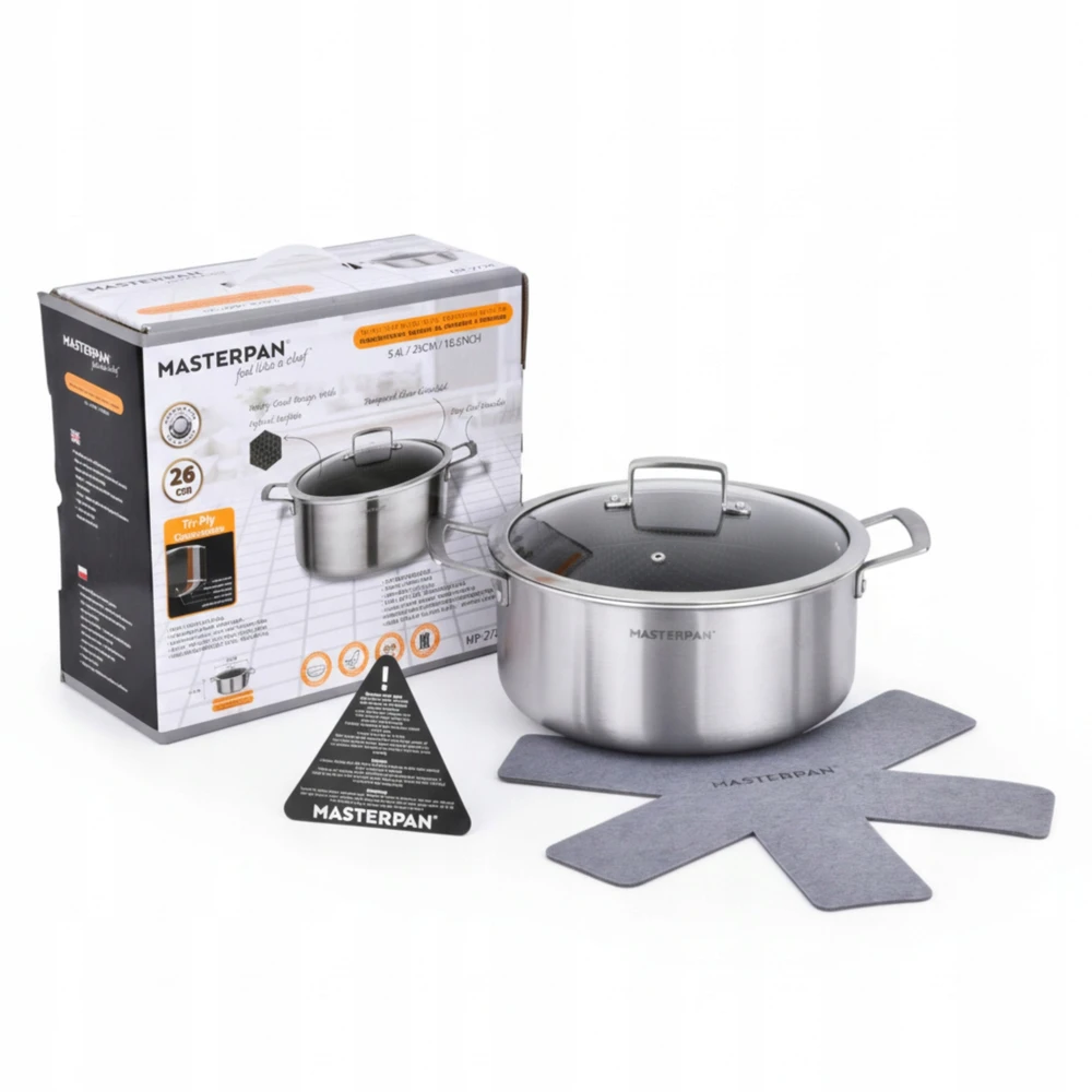 Masterpan NENERŪDIJANČIO PLIENO PUODAS, 26 cm KIETUS KUO