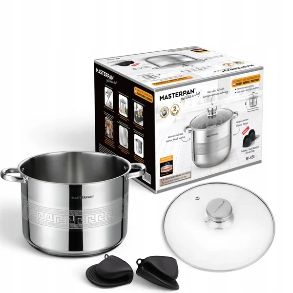 Masterpan TRADICINIS NERŪDIJANČIO PLIENO PUODAS 22,7L 34cm SU dangteliu