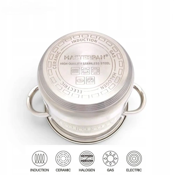 Masterpan TRADICINIS NERŪDIJANČIO PLIENO PUODAS 5,3L 20cm SU dangteliu