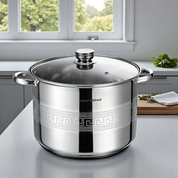 Masterpan TRADICINIS NERŪDIJANČIO PLIENO PUODAS 22,7L 34cm SU dangteliu