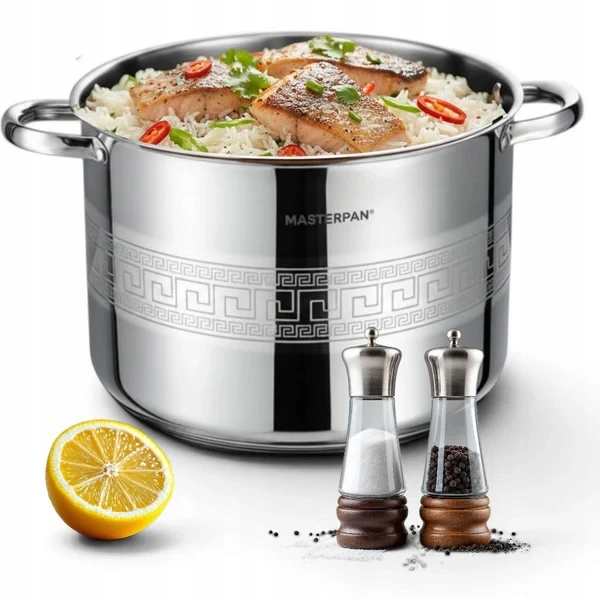 Masterpan TRADICINIS NERŪDIJANČIO PLIENO PUODAS 22,7L 34cm SU dangteliu