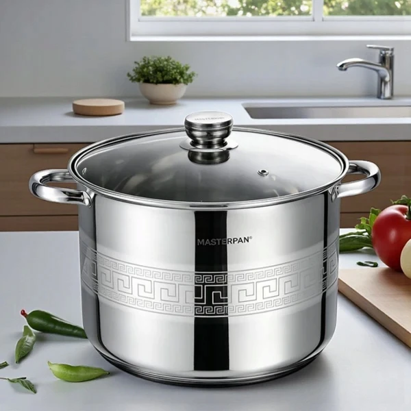 Masterpan TRADICINIS NERŪDIJANČIO PLIENO PUODAS 25,4L 36cm SU dangteliu