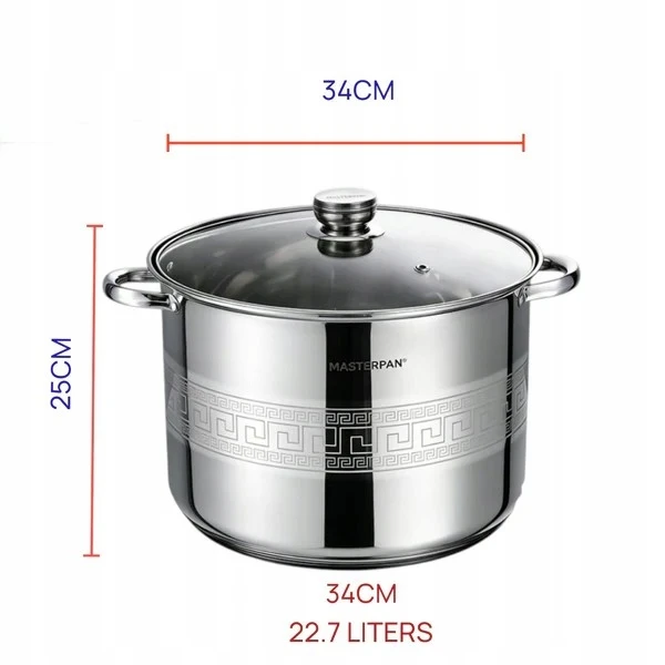 Masterpan TRADICINIS NERŪDIJANČIO PLIENO PUODAS 22,7L 34cm SU dangteliu