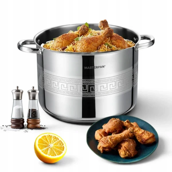 Masterpan TRADICINIS NERŪDIJANČIO PLIENO PUODAS 25,4L 36cm SU dangteliu