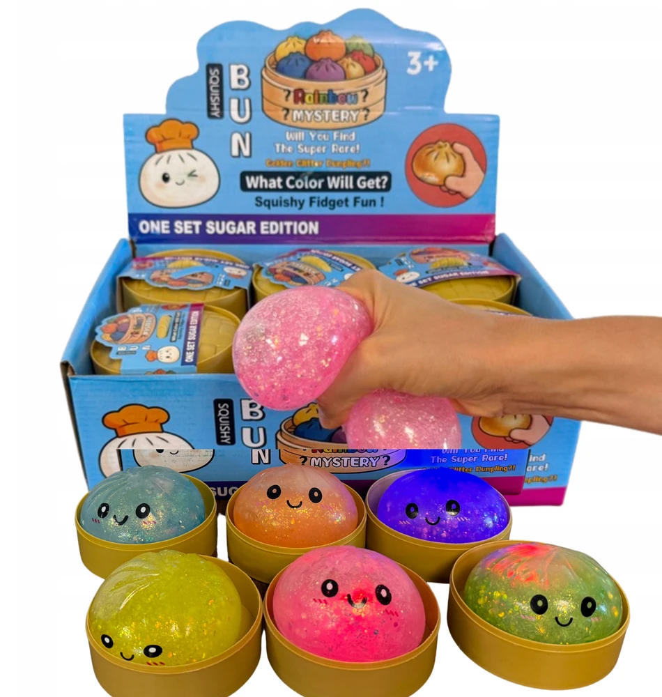 MAT Group Antistresinis Gniotek BAO Dumpling PIEROŻEK XXL LED GLITTER GEL