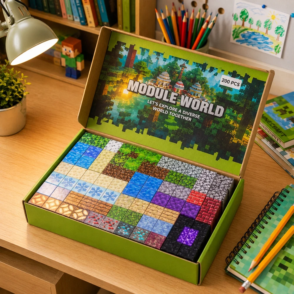 MAT Group Pixel Blocks 200 vnt Magnetiniai kubeliai Modulio Pasaulio Konstrukcija