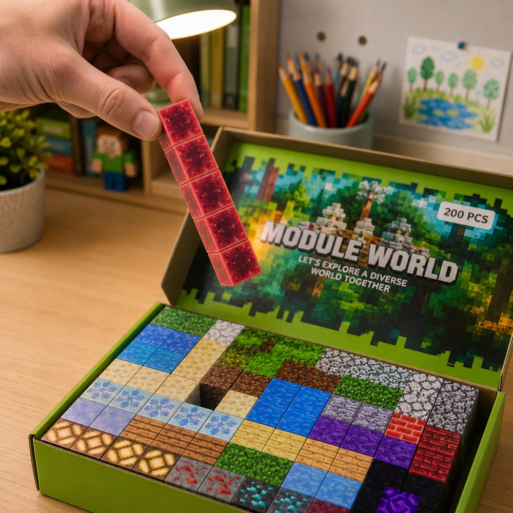 MAT Group Pixel Blocks 200 vnt Magnetiniai kubeliai Modulio Pasaulio Konstrukcija