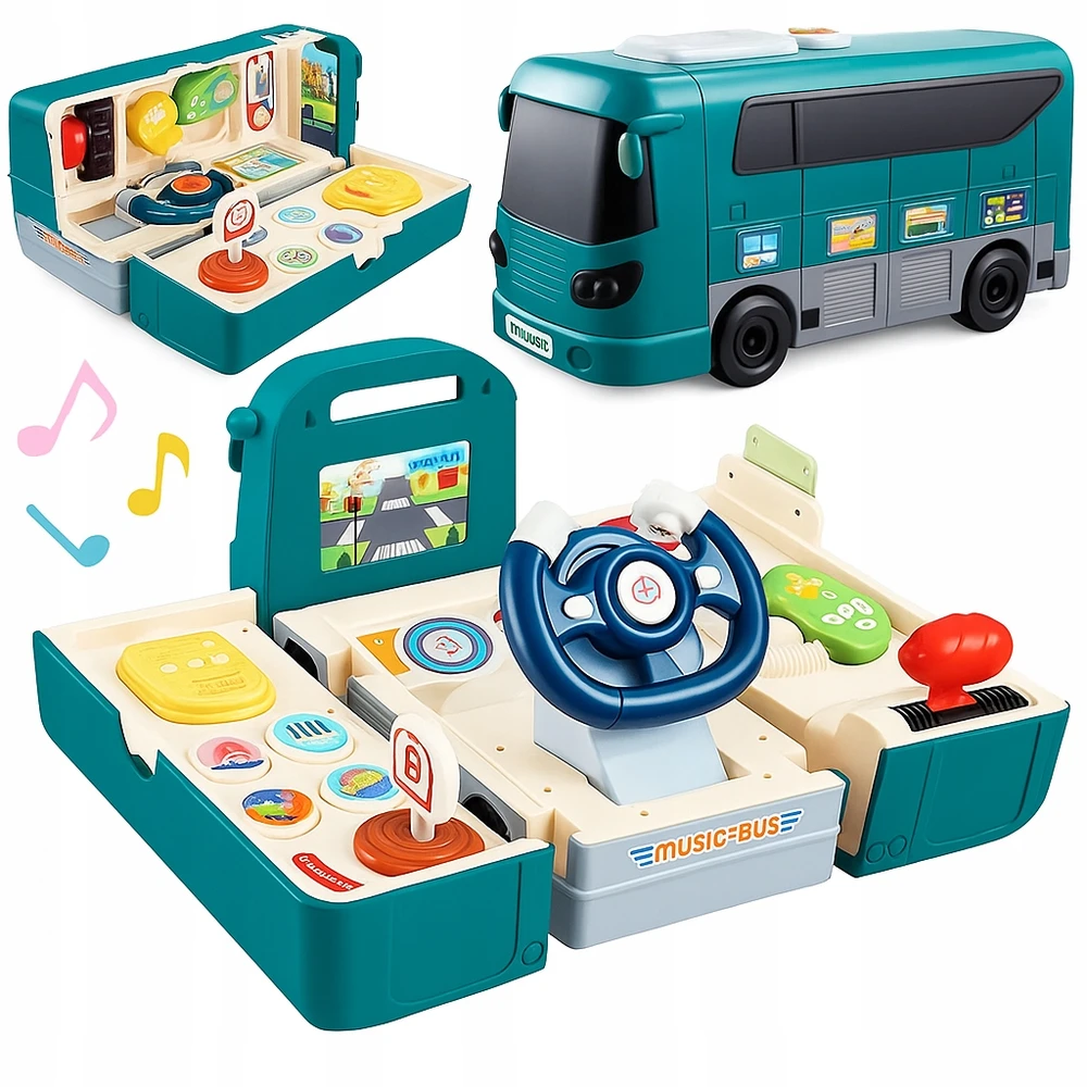 Matadi Interaktyvus mokomasis vairavimo simuliatorius kabrioletas muzikinis autobusas 3in1