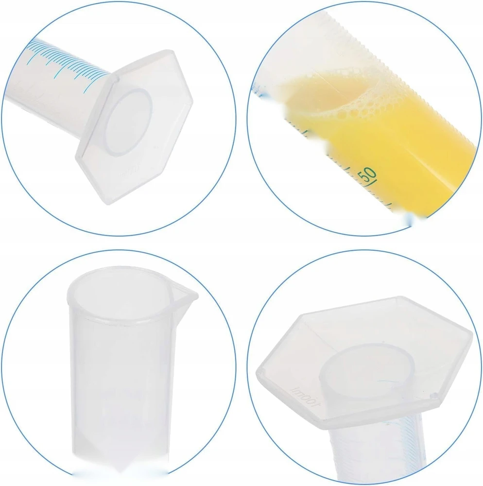 Matavimo cilindrų rinkinys iš 4 10 25 50 100 ml plastikinės cheminės medžiagos