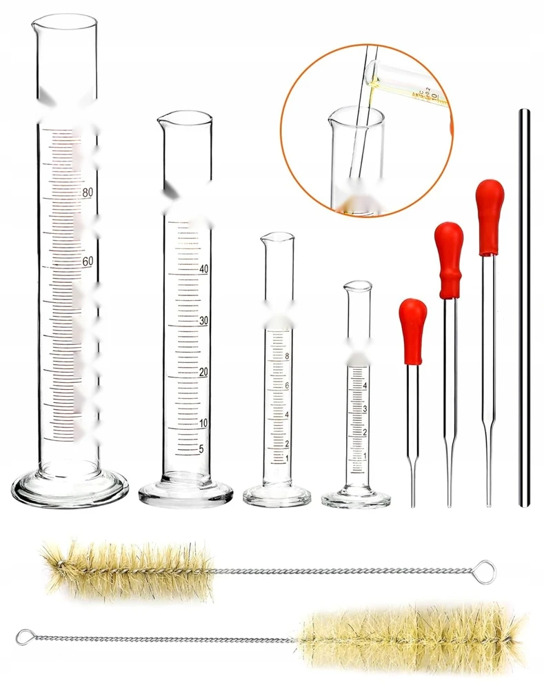 MATAVIMO CILINDRŲ RINKINYS LABORATORIJOS STIKLO MATAVIMO PIPETĖS ŠEPEČIAI