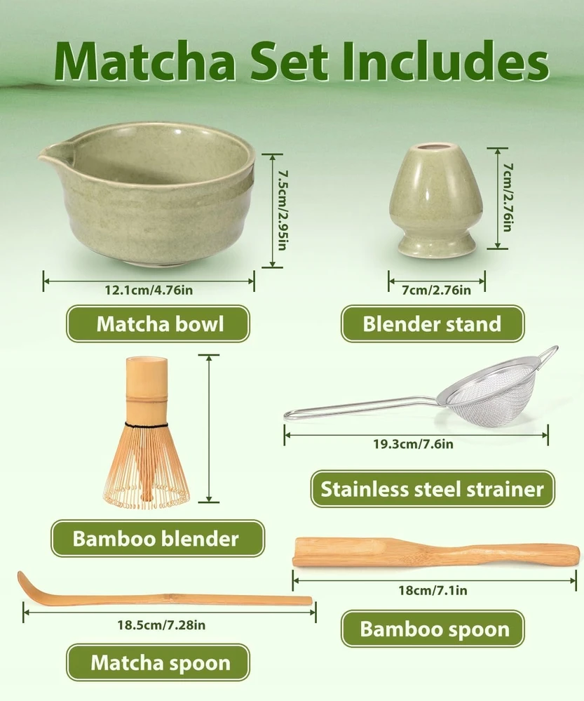 MATCHA 6 Vnt ARBATOS CEREMONIJOS PRIEDAI DOVANA