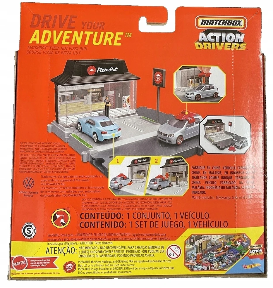 MATCHBOX REAL ADVENTURES PIZZA HUT SET rinkinys su VW GTI